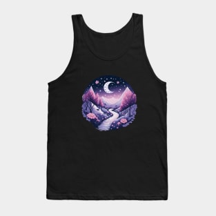 Aesthetic Moon and Winter Mountain Tank Top